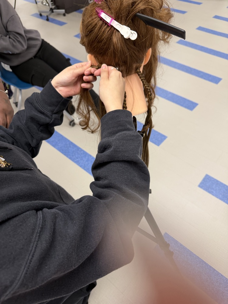 And Ms. Shambrica Creag came today and did a Natural hair braiding class for Cosmo 1 and 2.