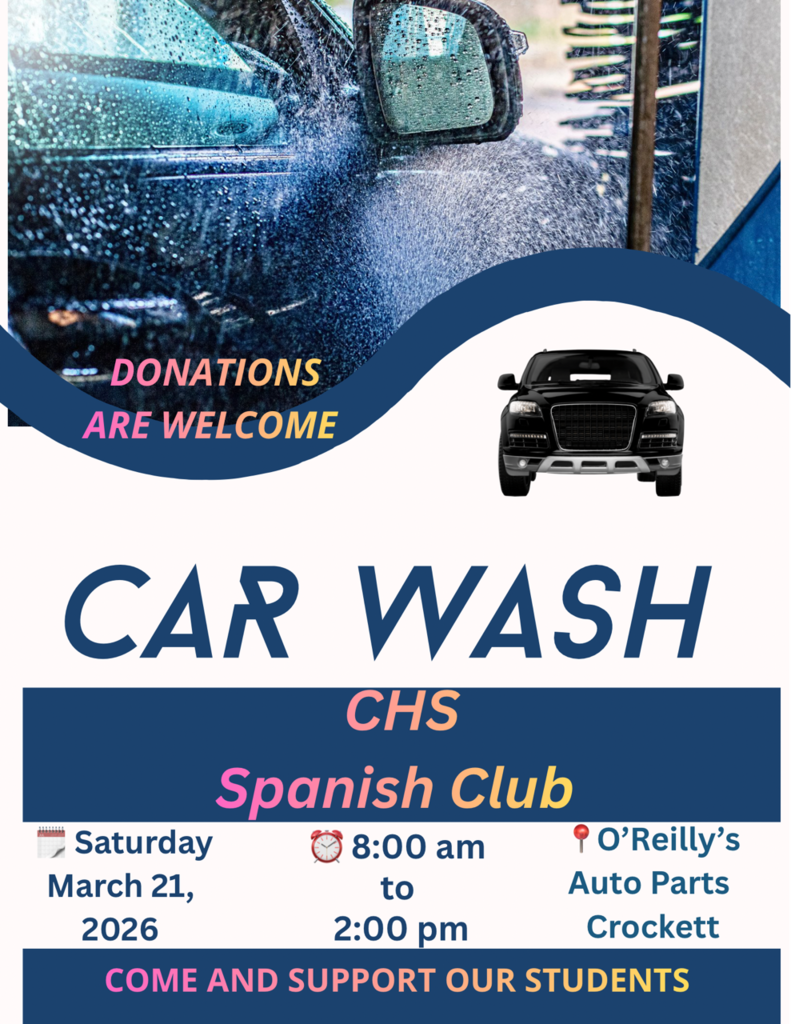 🚗💦 Spanish Club Car Wash Fundraiser!  Come support our students this Saturday from 8:00 AM – 2:00 PM at O'Reilly Auto Parts.  Bring your car and let our Spanish Club give it a great wash while you support our students and their activities!  We hope to see you there! ☀️🚗