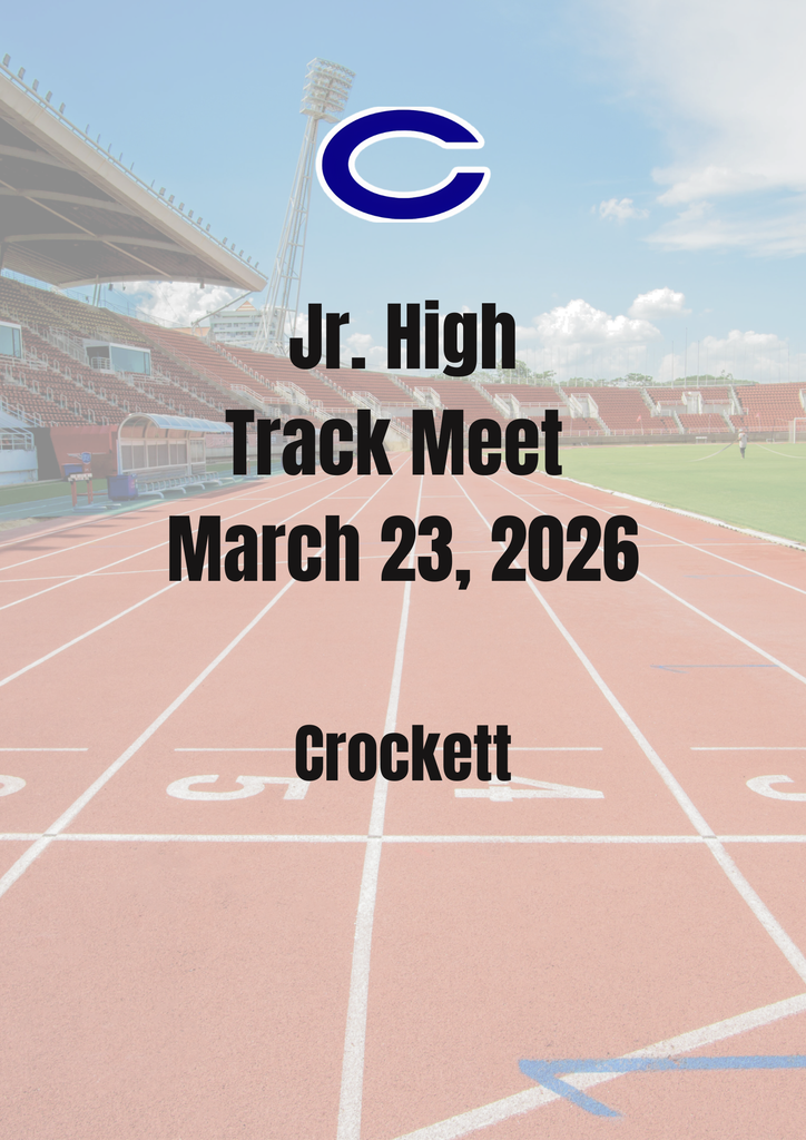 Crockett Jr. High Track is hosting a meet at Crockett High School on March 23, 2026! Wishing our athletes a strong performance.