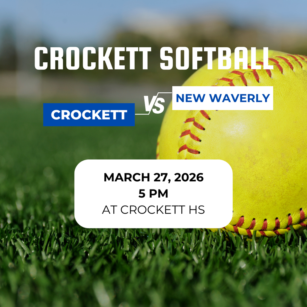 Crockett Softball will face New Waverly at home on March 27, 2026, at 5 p.m. Come out and support our Lady Bulldogs on their home field!