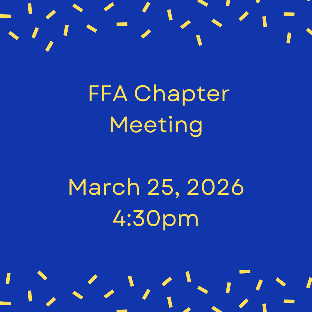 Crockett FFA will hold a chapter meeting on March 25, 2026, at 4:30 p.m.