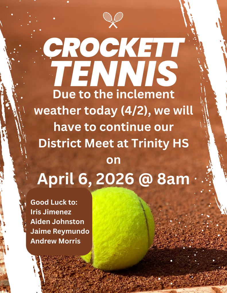 🎾 Bulldog Tennis District Meet Update Due to today’s inclement weather (4/2), the District Meet has been postponed. Competition will resume at Trinity High School on April 6, 2026 at 8:00 AM.
