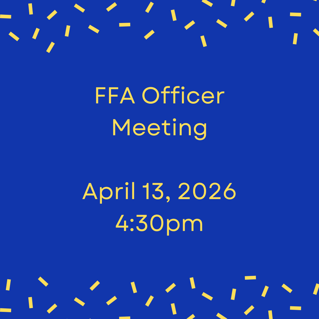 Crockett FFA will be having an Officer Meeting on April 13 at 4:30PM.