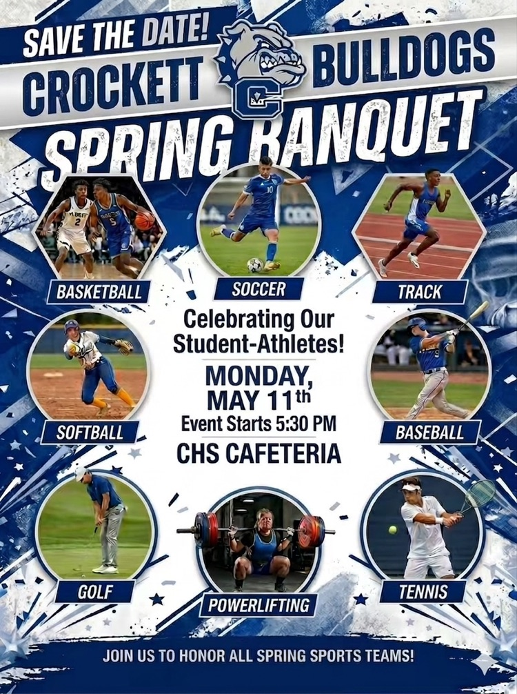 Get ready to cheer on our amazing student-athletes. Join us for the CHS Spring Athletic Banquet on May 11 at 5:30pm in the CHS Cafeteria.  It's going to be a great evening of recognition, memories, and community pride.