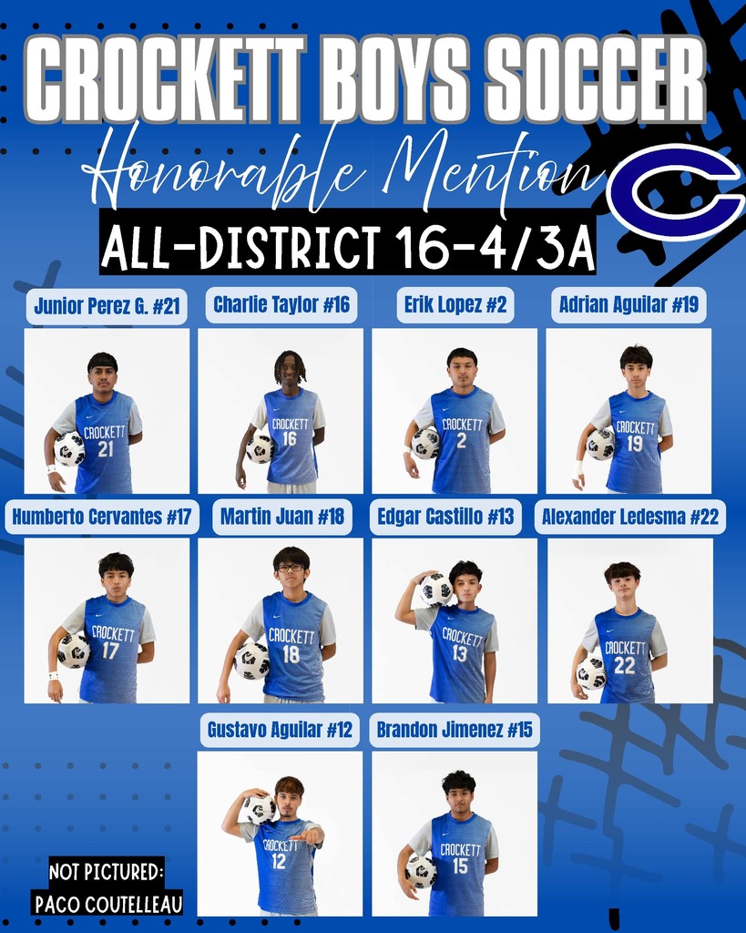 Crockett High School is shining bright today — huge shoutout to our Soccer Superlatives! ⚽️🔥 Your hard work, hustle, and heart put you at the top of the game. So proud of every one of you. 