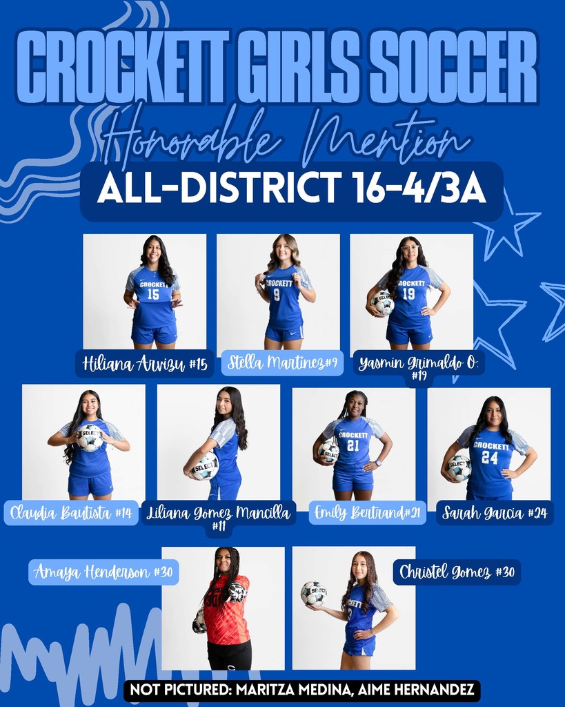 Crockett High School is shining bright today — huge shoutout to our Girls Soccer Superlatives! ⚽️🔥 Your hard work, hustle, and heart put you at the top of the game. So proud of every one of you. 