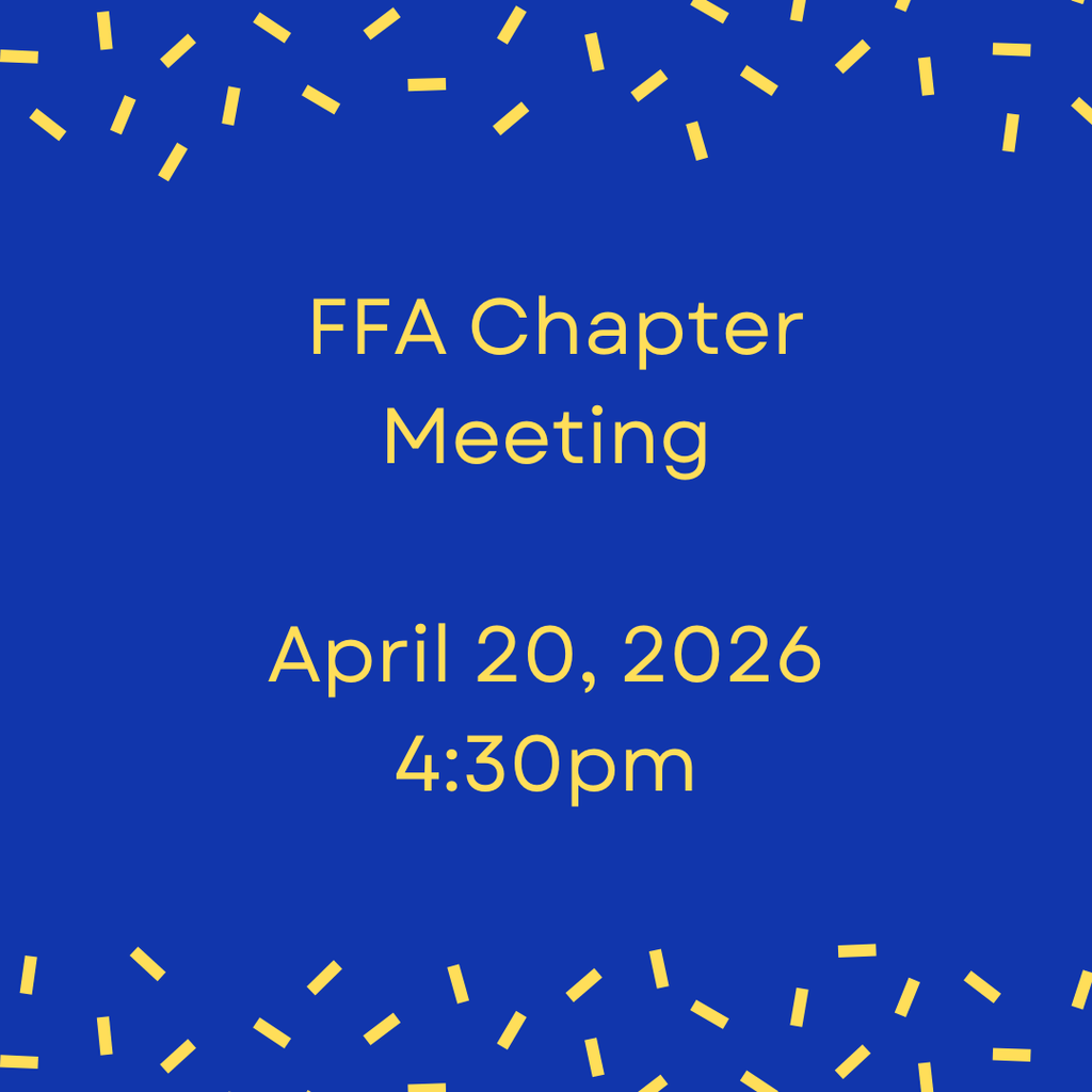 Crockett FFA has a Chapter Meeting on April 20, 2026 at 4:30PM.