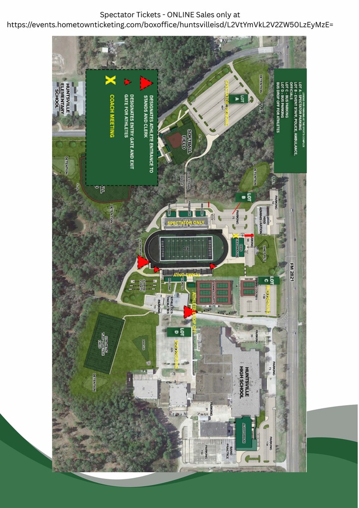 Map of Huntsville ISD Stadium for Regional Track Meet for May 1 - 2, 2026