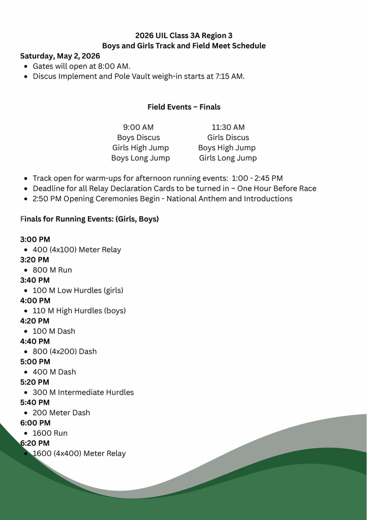 May 2, 2026 Regional Track Events