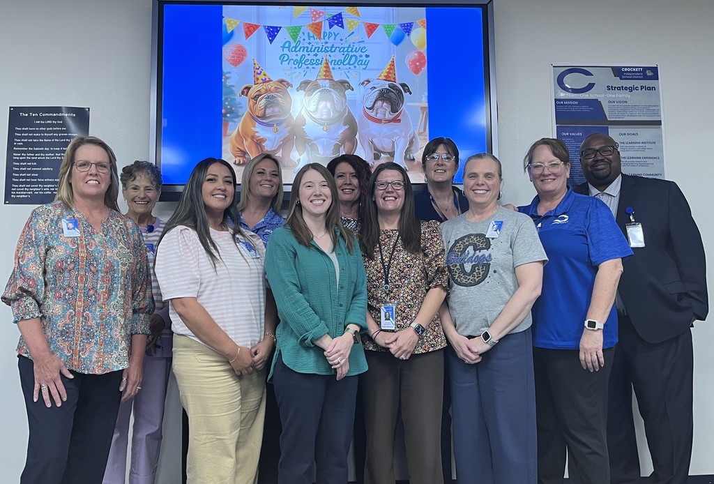 Happy Administrative Professionals Day to our incredible Administration Staff! We appreciate all you do to keep Crockett ISD running smoothly every single day.