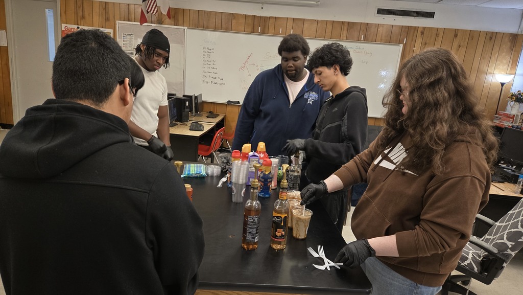 CHS Business Entrepreneurs fixing Dirty Sodas for the teachers for Teacher's Appreciation Week 