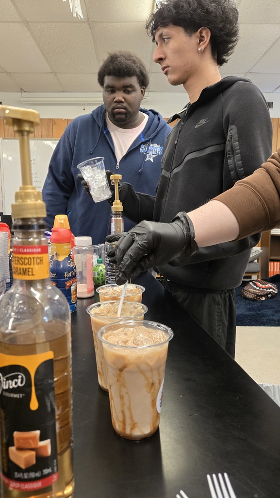 CHS Business Entrepreneurs fixing Dirty Sodas for the teachers for Teacher's Appreciation Week 