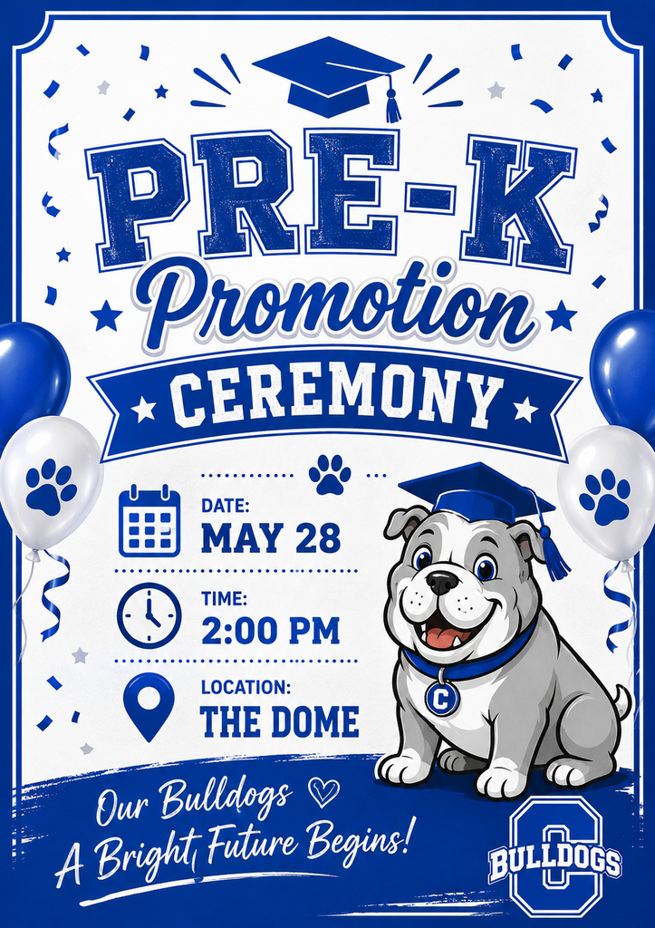 Our Pre‑K students have grown, learned, and shined all year — now it’s time to celebrate them! 🌟 Join us for the Crockett Early Childhood Pre‑K Promotion Ceremony on May 28, 2026 at 2 PM in The Dome. Families, we’re honored to share this milestone with you.
