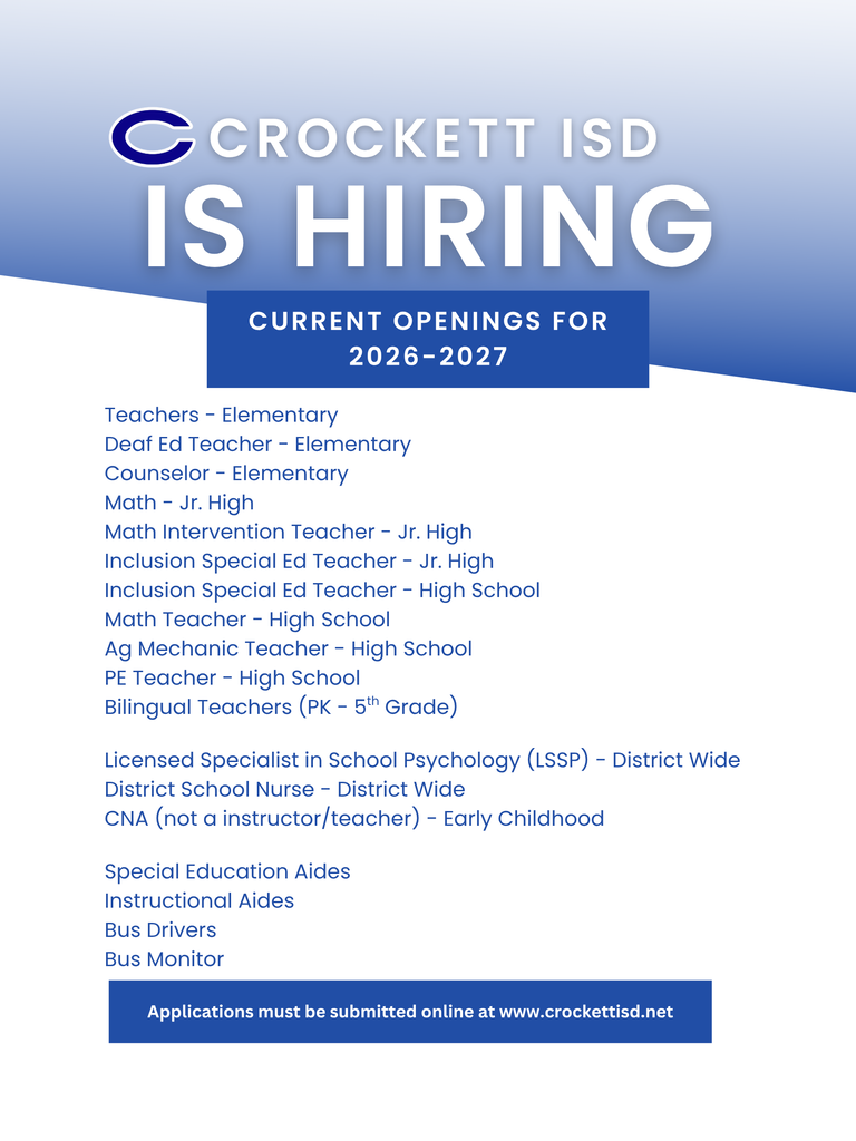 Crockett ISD is hiring