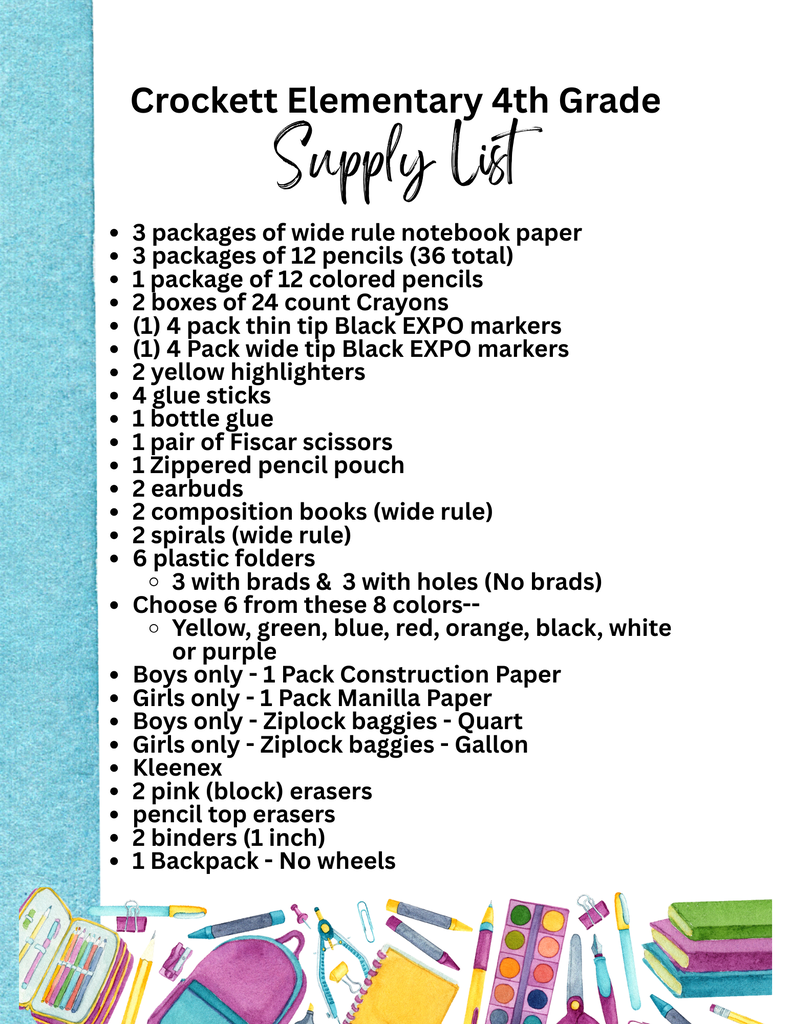🎒🐾 Attention Crockett Bulldogs! The 2026–2027 School Supply List is officially out. Time to gear up for a fantastic new school year!
