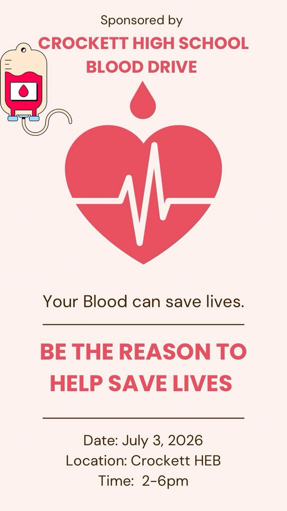 blood drive July 3, 2026 crockett Jen