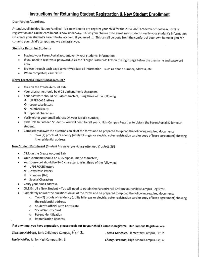 2026-2027 Student Registration