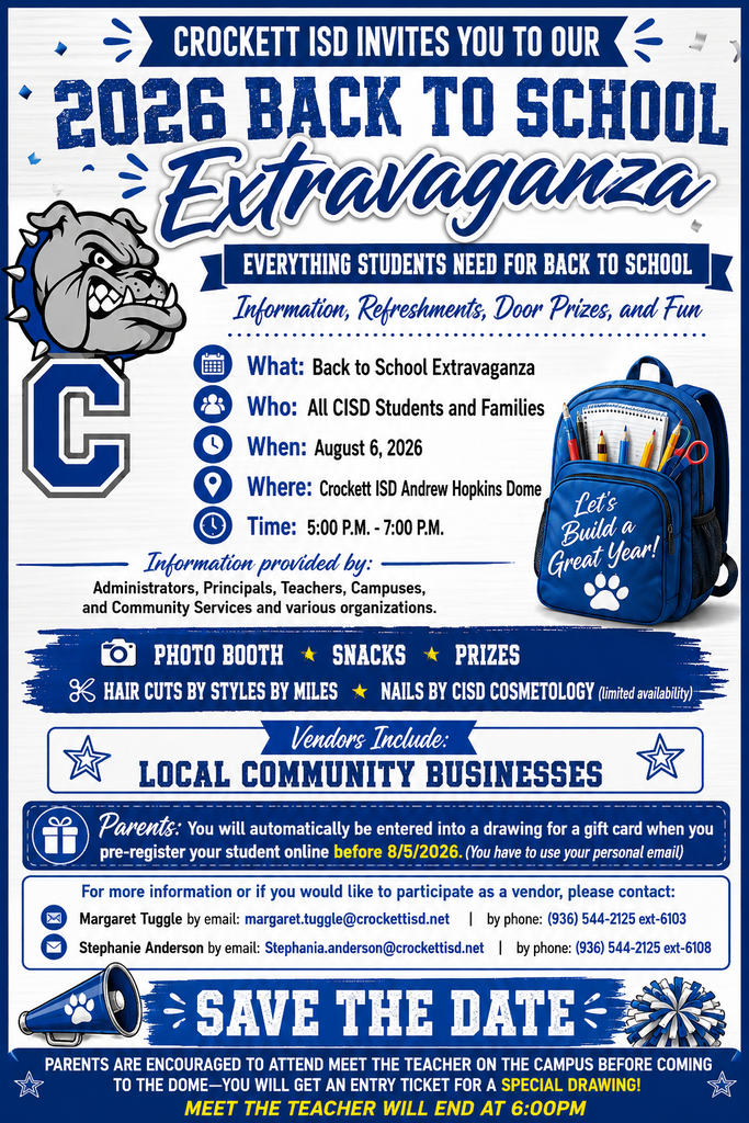 Back to School/Meet the Teacher Aug 6, 2026 4 - 7pm