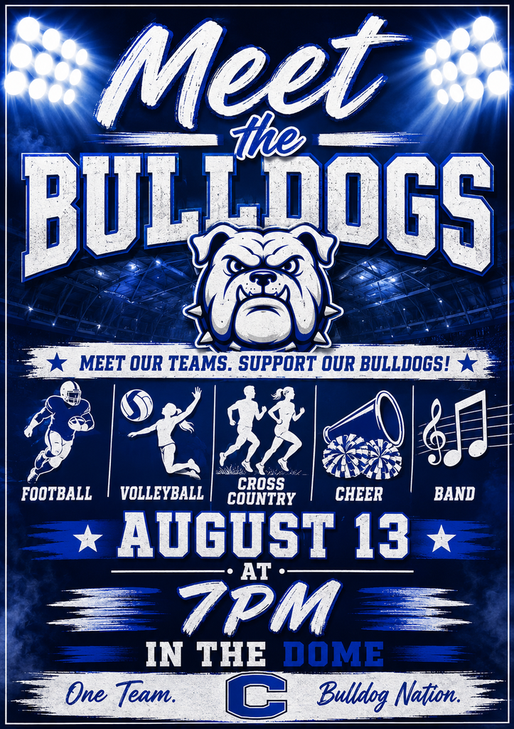 🐾 Bulldog Nation, it’s almost time!   Join us for Meet the Bulldogs on August 13 at 7 PM in The Dome. Come out, show your support, and help us kick off the season with big Bulldog energy!