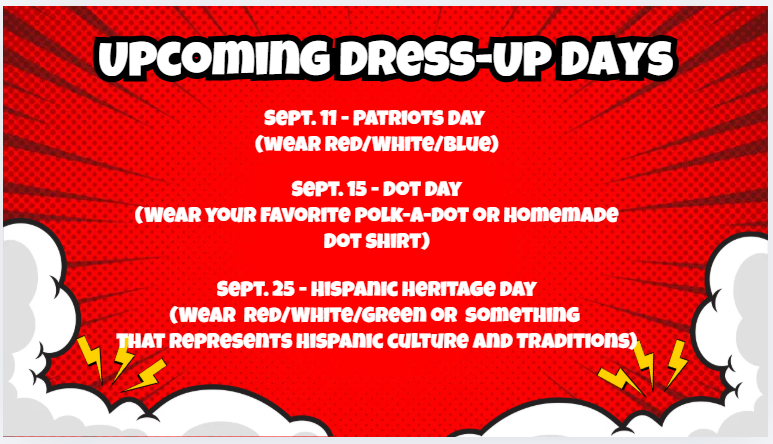 Crockett Elementary September Dress Up Days.