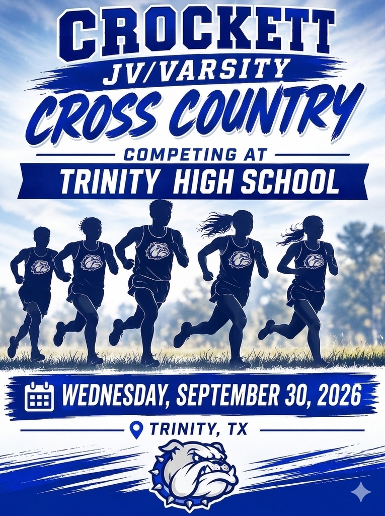 🏃♂️💙 Crockett JV/V Cross Country — September 30 Crockett JV and Varsity Cross Country will compete at Trinity High School on September 30, 2026. Wishing our Bulldogs a strong race and a great day on the course! 🐾