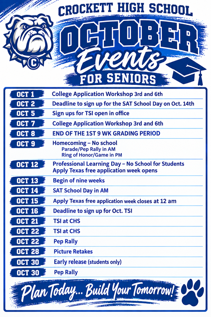 🎓 ATTENTION CHS SENIORS! 🎓 The countdown is on, and October is packed with major milestones you won’t want to miss. 🍂 Grab your phones and mark your calendars right now for these important dates. Don't let these deadlines slip by. Let’s make our senior year count! 💪✨