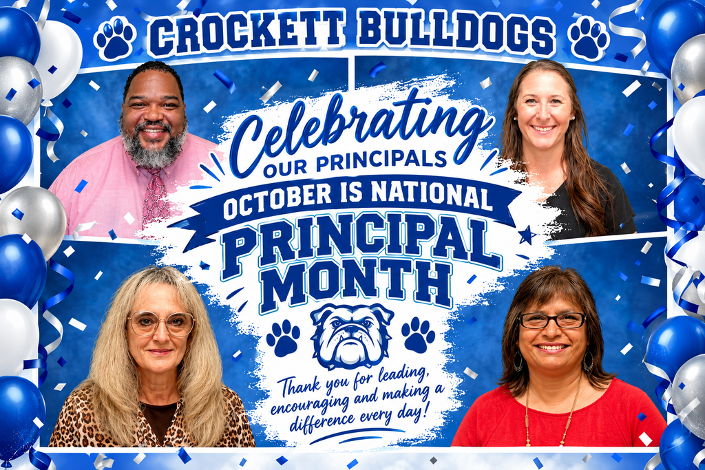 October is #NationalPrincipalsMonth, but Crockett ISD celebrates our incredible leaders all year long! 🌟 Thank you to our principals for your endless dedication to our students and staff. We appreciate you! 💙🎉 #CrockettISD #ThankAPrincipal