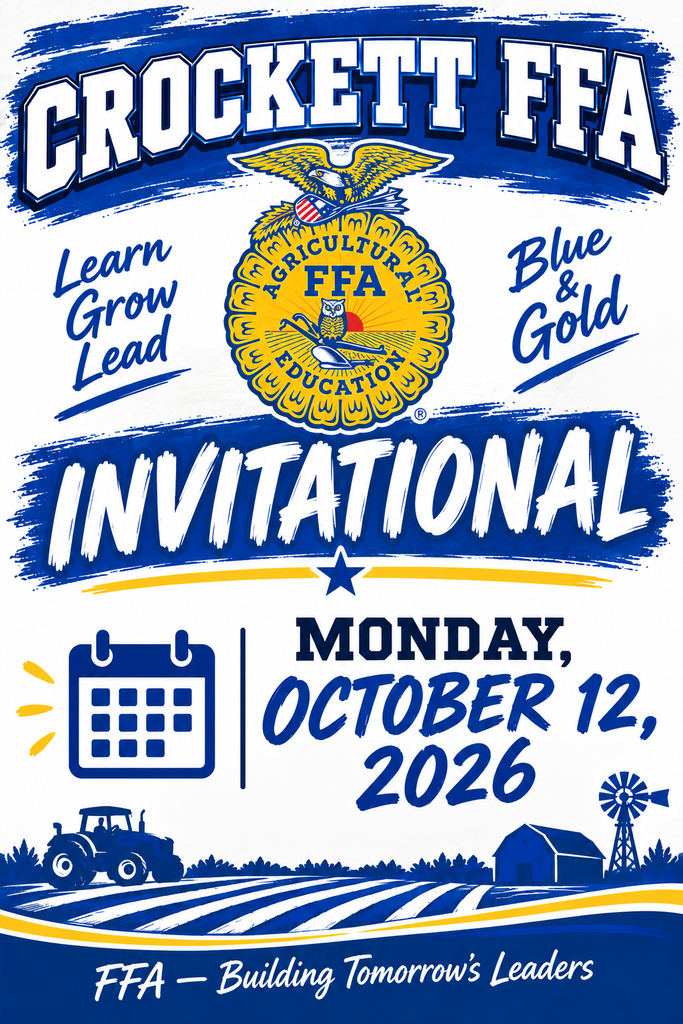 TOMORROW IS THE DAY! 🎉  The Crockett FFA Invitational is happening tomorrow, October 12. 