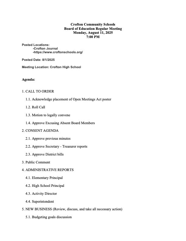 Board Agenda