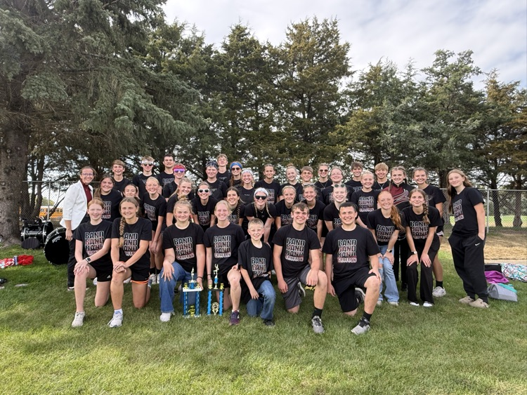 Picture of the band after winning the Pierce marching band sweepstakes