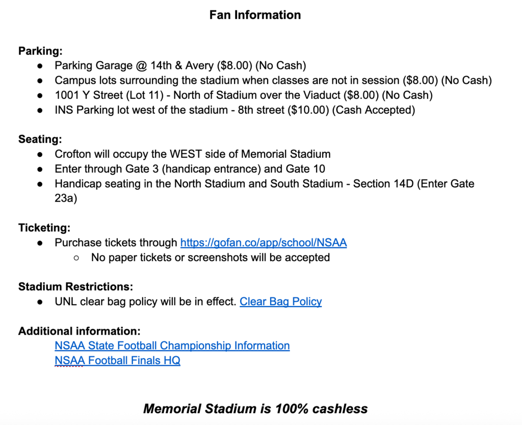 State Football Fan Information