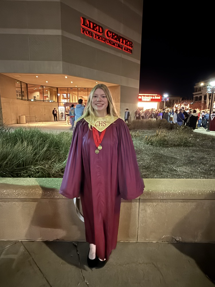 Morgan in front of Leid Center