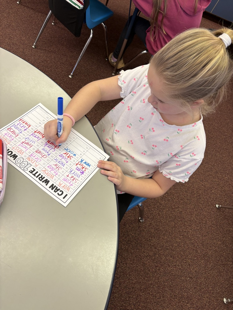 2nd graders writing 100 words