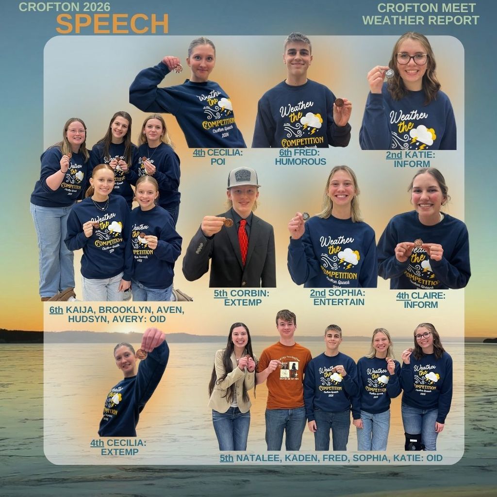 Students from results list posing with their medals