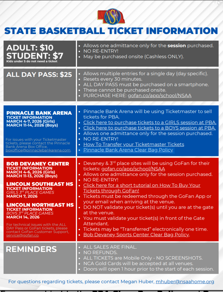 Ticketing info for girls state basketball