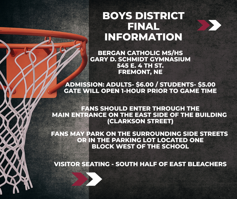Boys District Final Information