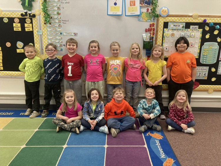 Mrs. Thoene’s kindergarten class in bright colors