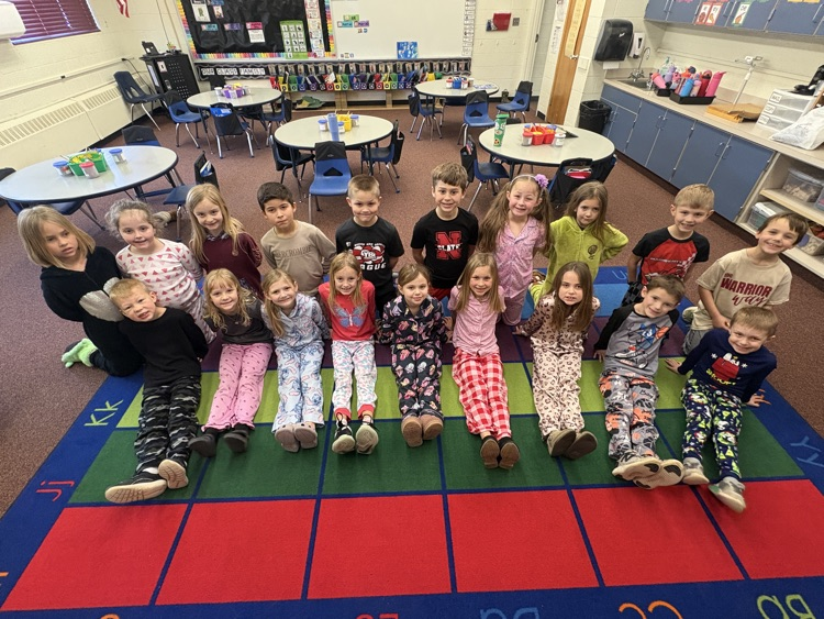 1st grade on pajama day
