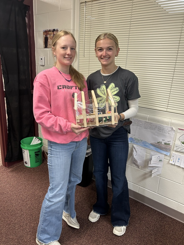 Students with completed model.