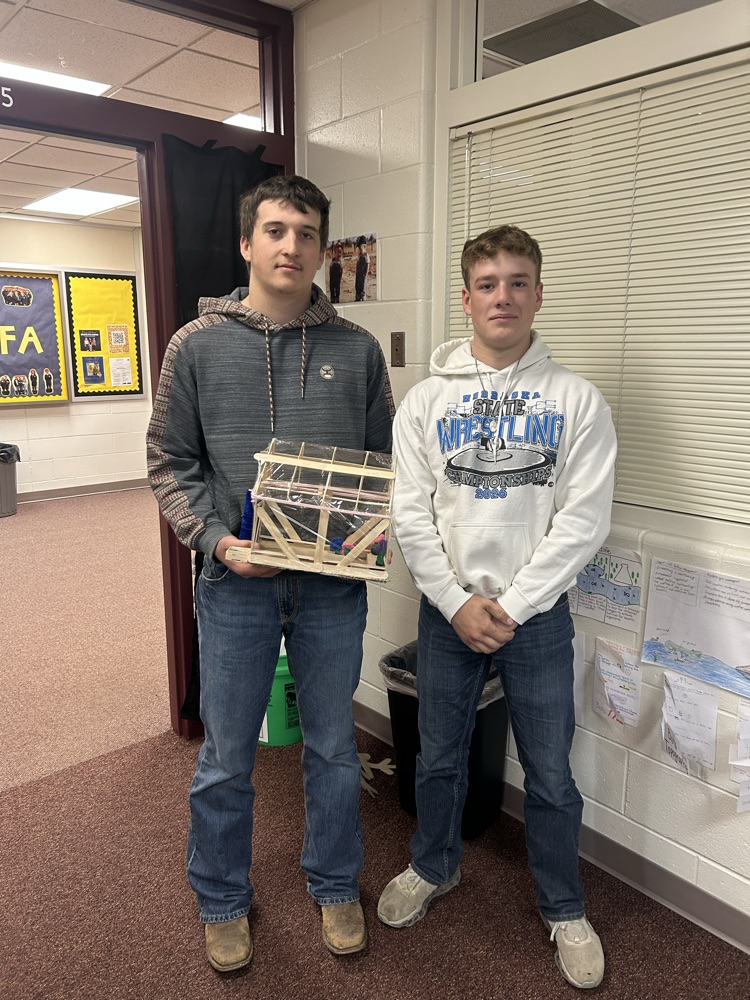 Students with completed model.