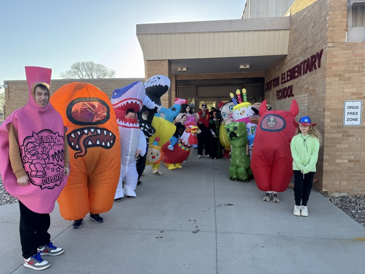 Wiebelhaus Recreation staff in blow-up costumes 