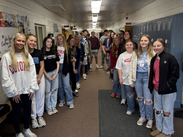 Members of the senior class at the elementary school for High Five Friday 