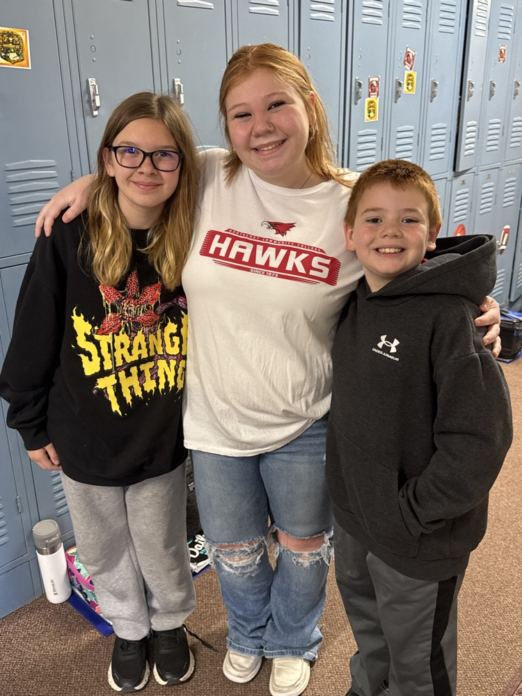 Members of the senior class at the elementary school for High Five Friday