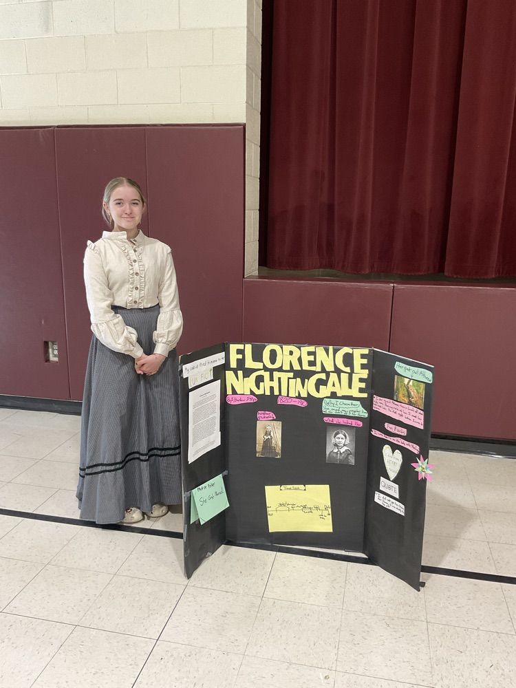 SoSixth grade student dressed as a historical figure.