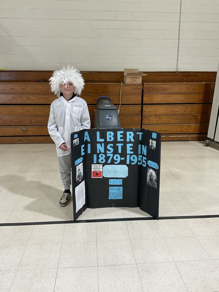 Sixth grade student dressed as a historical figure.