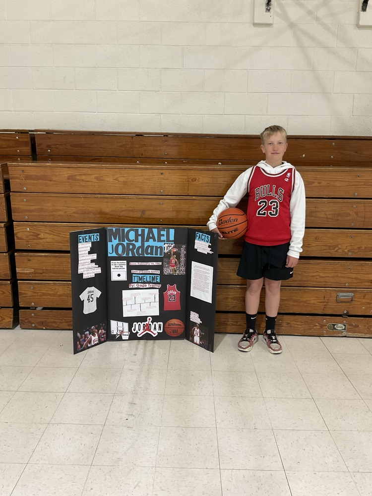 Sixth grade student dressed as a historical figure.