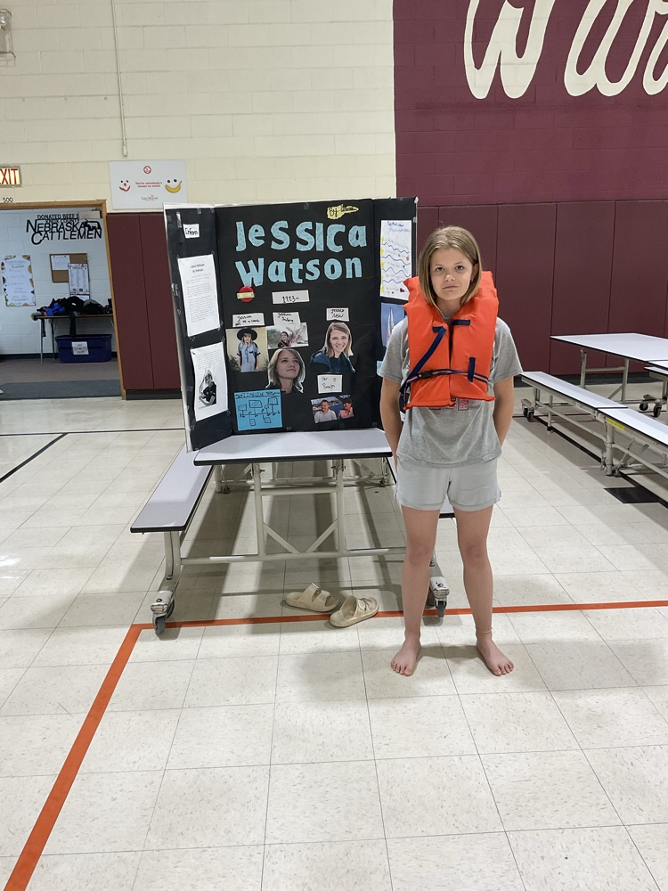 Sixth grade student dressed as a historical figure.