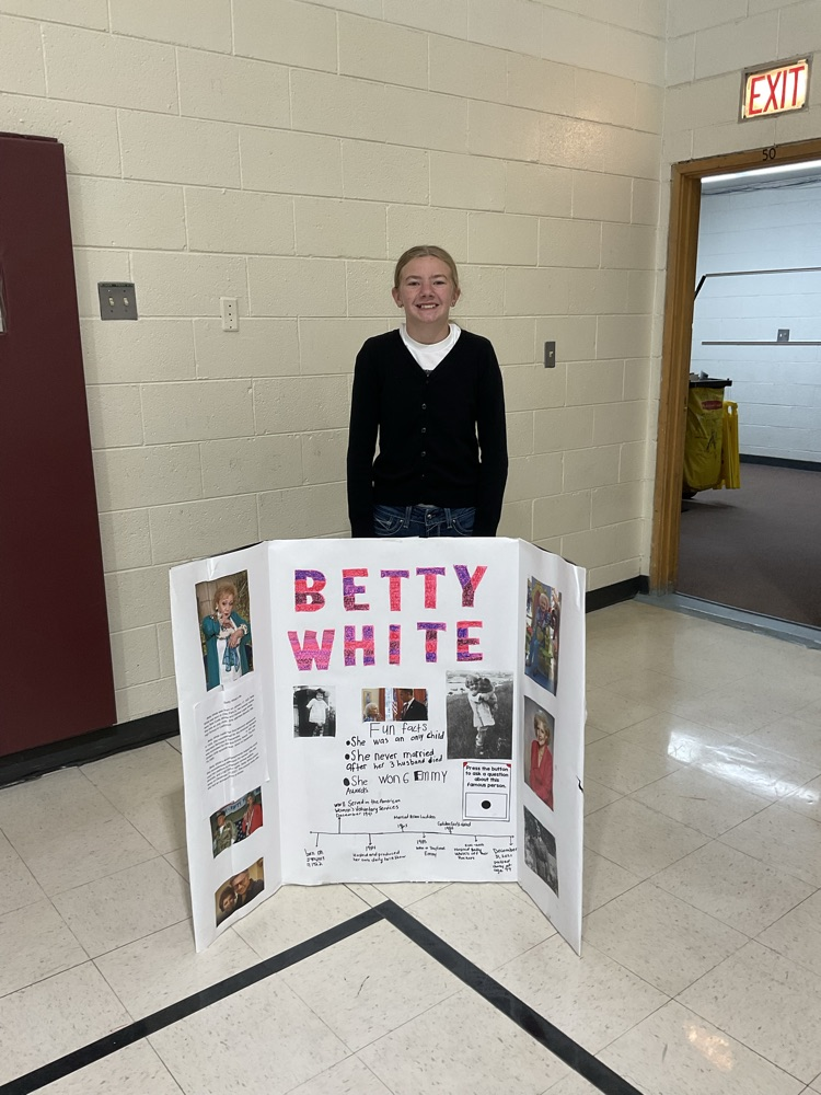 Sixth grade student dressed as a historical figure.