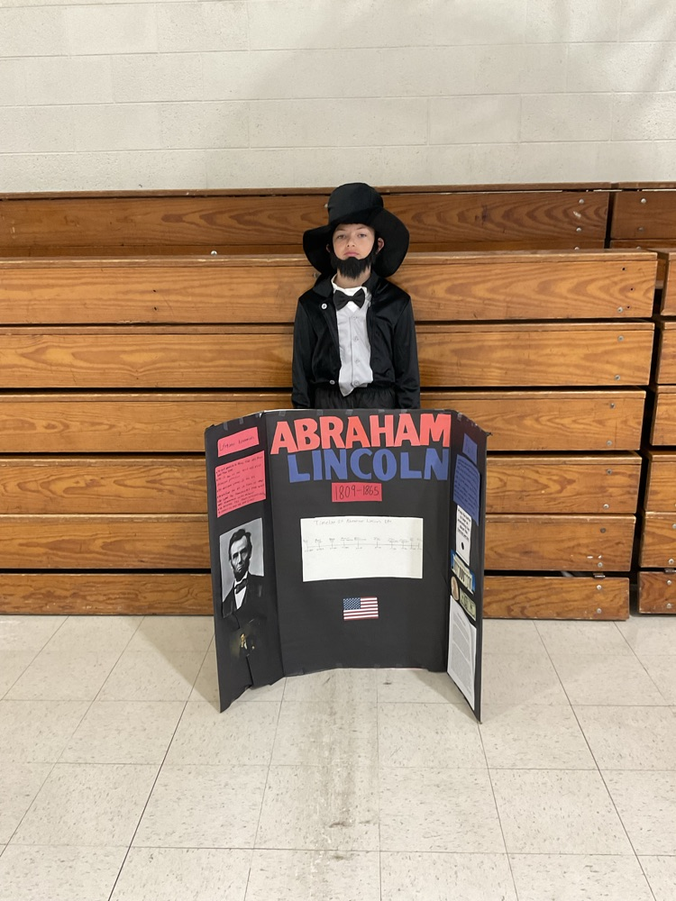 Sixth grade student dressed as a historical figure.