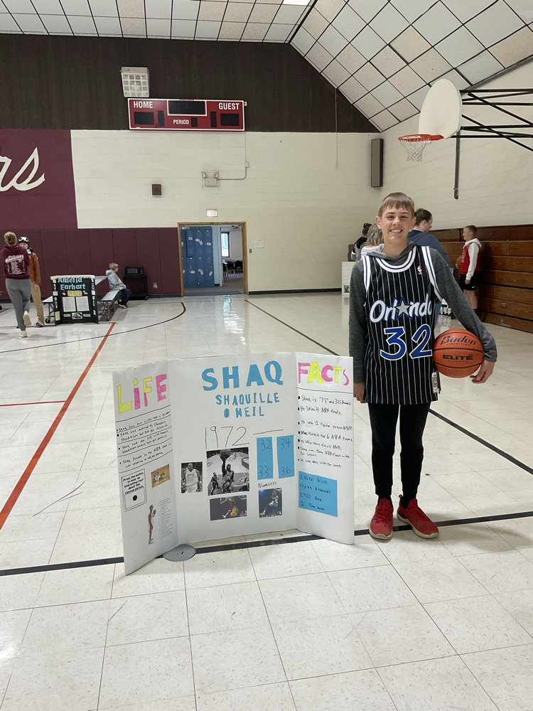 Sixth grade student dressed as a historical figure.